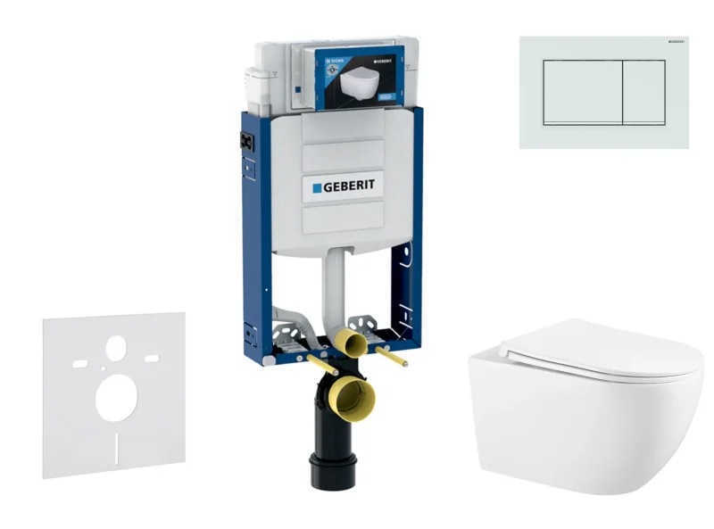 Geberit Kombifix - komplekts priekšsienas elements, WC Gaia ar Softclose sēdekli un Sigma20 vadības plati, balts/balts matēts SANI15CA3127