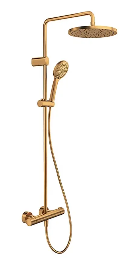 Duravit dušas komplekts ar termostatu, diametrs 25 cm, 3 strūklas veidi, birstēta bronza TH4282008004