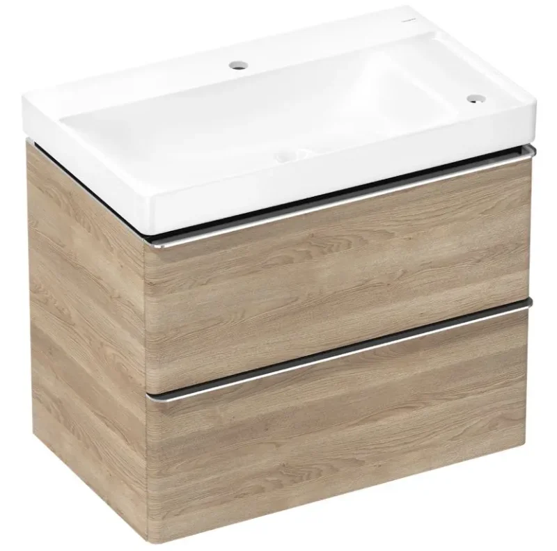 Hansgrohe Xelu Q - izlietne ar apakšskapīti, 63x78x50 cm, 2 atvilktnes, dabīgs ozols/hroms 54382000