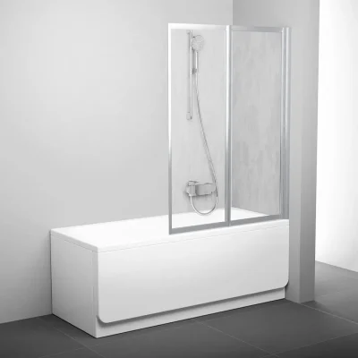 Ravak Supernova - Salokāms divdaļīgs vannas aizsargs VS2 105, 105x140 cm, satinēts/Rain 796M0U0041