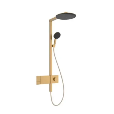 Hansgrohe Raindance Alive S - dušas komplekts ar termostatu, diametrs 30 cm, 3 strūklas veidi, EcoSmart, birstēts bronzas tonis 24596140