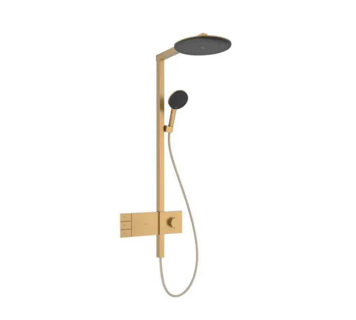 Hansgrohe Raindance Alive S - dušas komplekts ar termostatu, diametrs 30 cm, 3 strūklas veidi, EcoSmart, birstēts bronzas tonis 24596140