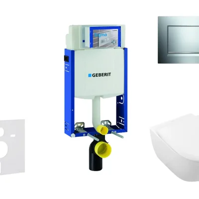 Geberit Kombifix - priekšsienas uzstādīšanas komplekts, WC ar sēdekli Subway 2.0, DirectFlush, SoftClose, CeramicPlus, vadības plate Sigma20, hroms spīdīgs/hroms matēts 110.302.00.5 NI6