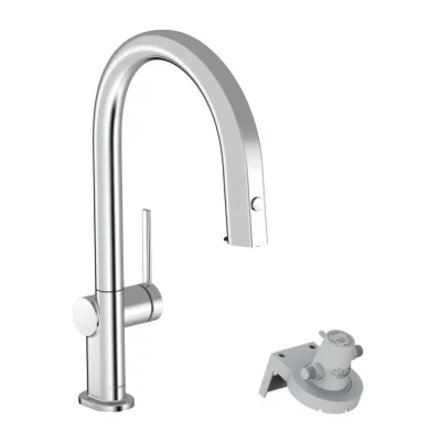 Hansgrohe Aqittura M91 - virtuves izlietnes maisītājs ar izvelkamu izteku un filtra funkciju, sBox, hromēts 76826000