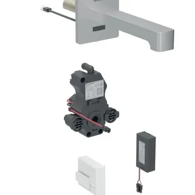 Geberit Brenta - elektronisks izlietnes maisītājs zemapmetuma montāžai, darbība ar baterijām, easy to clean, birstēts nerūsējošais tērauds 116.274.SN.1