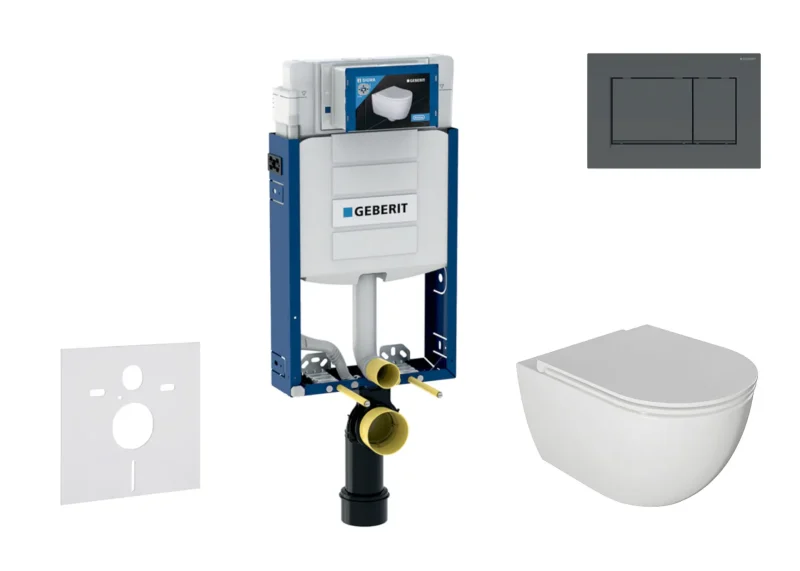 Geberit Kombifix - komplekts ar priekšsienas elementu, WC Oudee un Softclose sēdekli, vadības plati Sigma20, matēti melns/melns SANI15CA5104