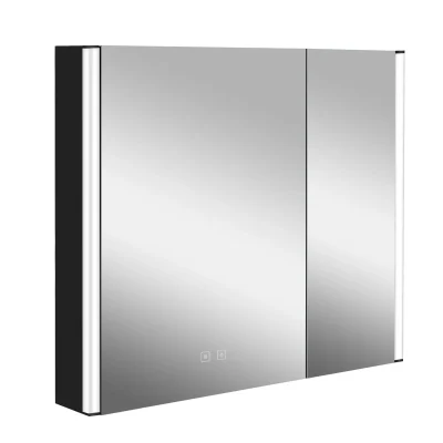 kielle Arkas I - Spoguļskapītis ar LED apgaismojumu, apsildi un USB pieslēgvietu, 80x70x13 cm, matēti melns 50111814