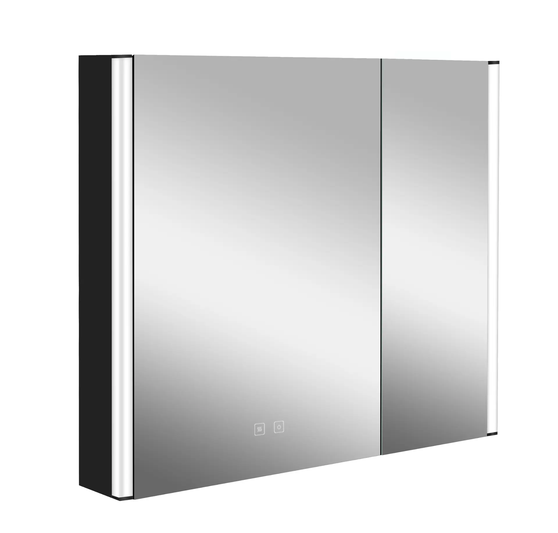 kielle Arkas I - Spoguļskapītis ar LED apgaismojumu, apsildi un USB pieslēgvietu, 80x70x13 cm, matēti melns 50111814