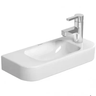 Duravit Happy D.2 - rokas izlietne 50x20 cm, bez pārplūdes, ar 1 jaucējkrāna atveri labajā pusē, balta 0711500008