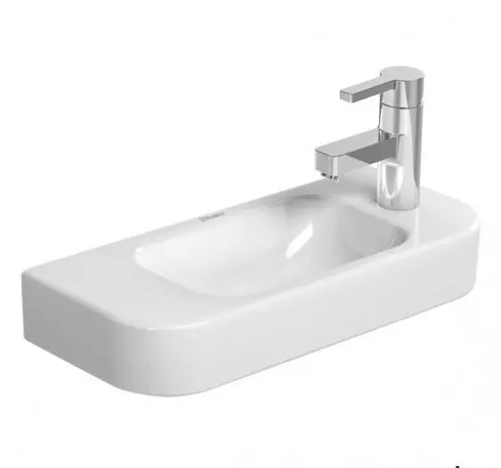 Duravit Happy D.2 - rokas izlietne 50x20 cm, bez pārplūdes, ar 1 jaucējkrāna atveri labajā pusē, balta 0711500008