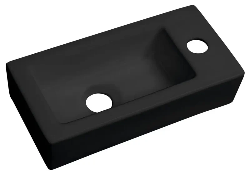 Sapho Small - roku mazgāšanas izlietne ZOE 37x18 cm, bez pārplūdes, jaucējkrāna atvere labajā pusē, matēti melna AR495B