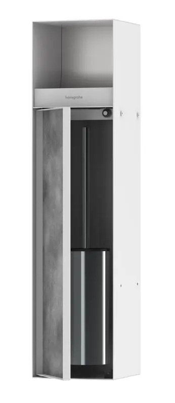 Hansgrohe XtraStoris Rock - zemapmetuma tualetes papīra turētājs ar tualetes birsti, ar durtiņām, balts matēts 56062700
