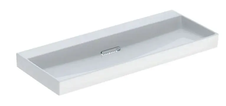 Geberit ONE - izlietne 120x48x14 cm, slēpta pārplūde, bez jaucējkrāna cauruma, horizontāla notece, KeraTect, balta 505.047.00.1
