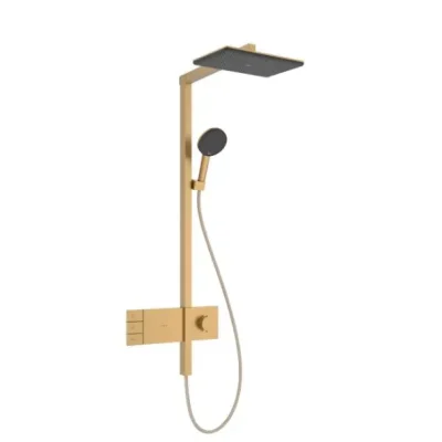 Hansgrohe Raindance Alive Q - dušas komplekts ar termostatu, 21x34 cm, 3 strūklas režīmi, EcoSmart, birstēta bronza 24591140