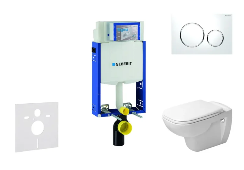 Geberit Kombifix - priekšsienas uzstādīšanas komplekts, WC ar sēdekli, D-Code, bez apmales, SoftClose, vadības plate Sigma20, balts/hroms spīdīgs 110.302.00.5 NH4