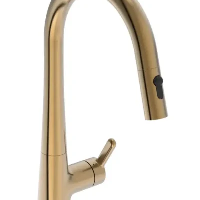 Hansa Designo - virtuves izlietnes maisītājs ar izvelkamu dušu, birstēts bronzas krāsā 5136228381