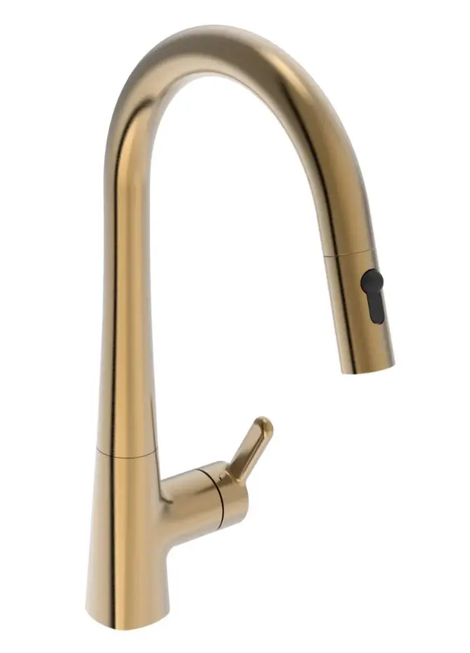 Hansa Designo - virtuves izlietnes maisītājs ar izvelkamu dušu, birstēts bronzas krāsā 5136228381
