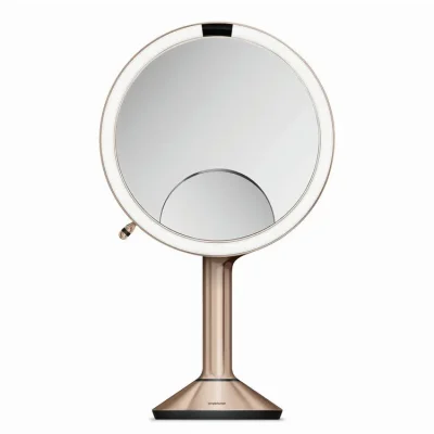 Simplehuman kosmētikas spogulis - grima spogulis ar LED apgaismojumu, rožzelts ST3034