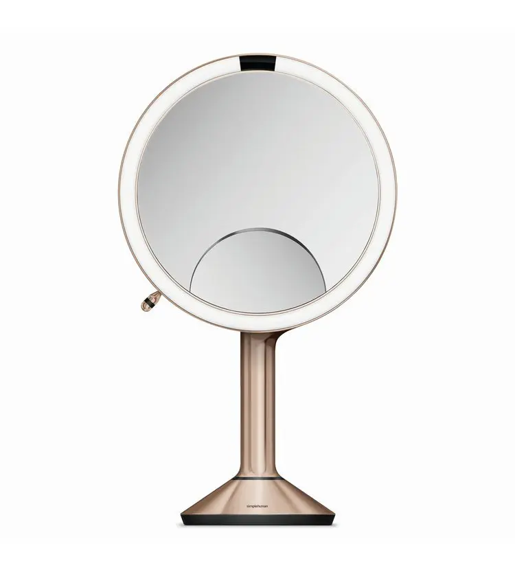 Simplehuman kosmētikas spogulis - grima spogulis ar LED apgaismojumu, rožzelts ST3034