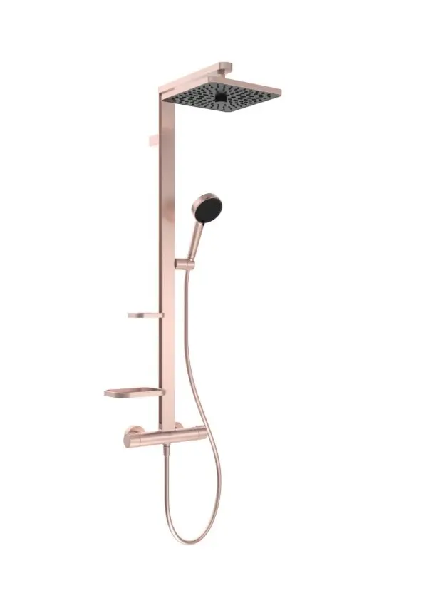 Ideal Standard Ceratherm ALU+ - dušas komplekts ar termostatu, 26x26 cm, 2 strūklas, rozā BE210RO