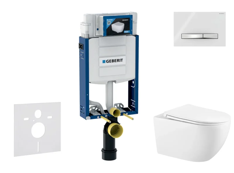 Geberit Kombifix - komplekts priekšsienas elements, Gaia WC ar SoftClose sēdekli un Sigma50 vadības plati, hroms/alpīnbalts SANI15CA3126