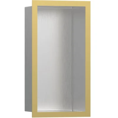 Hansgrohe XtraStoris Individual - sienas niša ar dizaina rāmi, 30x15x10 cm, matēts nerūsējošais tērauds / pulēta zelta apdare 56094990