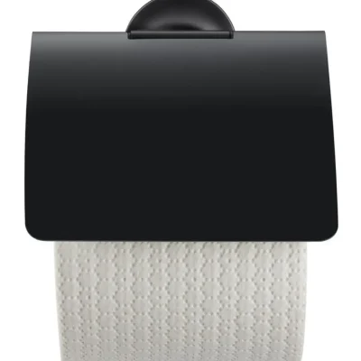 Duravit Starck T - tualetes papīra turētājs ar vāku, melns matēts 0099404600