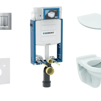 Geberit Kombifix - uzstādīšanas elements piekaramajam WC ar vadības plati Sigma20, matēts hroms/hroms + WC Alpha un WC sēdeklis 110.302.00.5 ND7