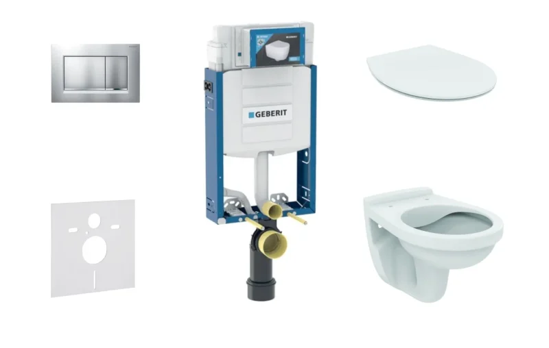 Geberit Kombifix - uzstādīšanas elements piekaramajam WC ar vadības plati Sigma20, matēts hroms/hroms + WC Alpha un WC sēdeklis 110.302.00.5 ND7