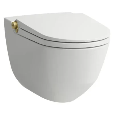 Laufen Cleanet Riva - elektronisks bidē ar keramiku, piekarams, Rimless, SoftClose, matēti balts/matēts zelts H8206917630001