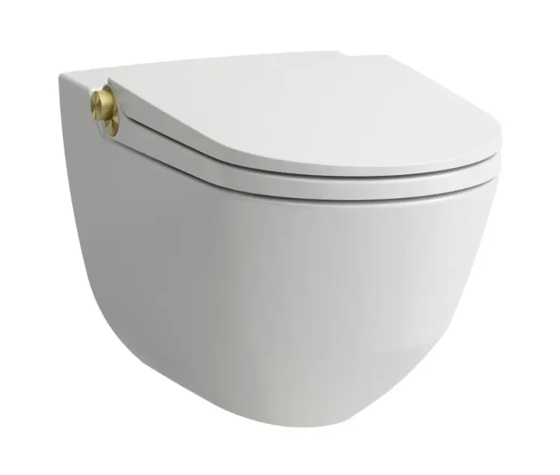 Laufen Cleanet Riva - elektronisks bidē ar keramiku, piekarams, Rimless, SoftClose, matēti balts/matēts zelts H8206917630001