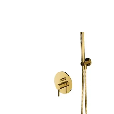 OMNIRES Y - dušas komplekts ar zemapmetuma maisītāju, ar iebūvējamo daļu, diametrs 25 cm, zelts SYSY19GL