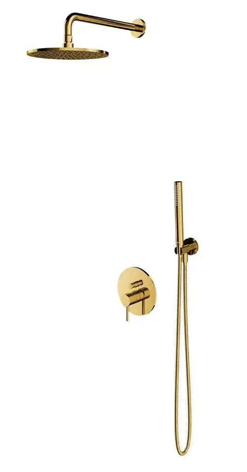 OMNIRES Y - dušas komplekts ar zemapmetuma maisītāju, ar iebūvējamo daļu, diametrs 25 cm, zelts SYSY19GL