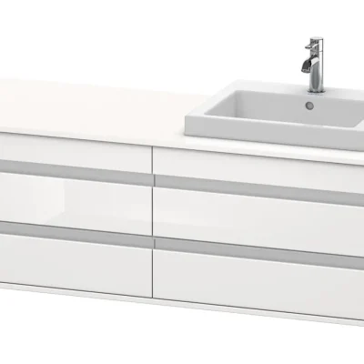 Duravit Ketho - izlietnes skapītis 50x140x55 cm, labais, ar 4 atvilktnēm, balts spīdīgs KT6757R2222