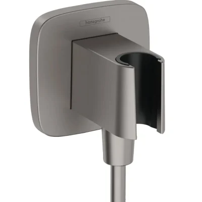 Hansgrohe Fixfit - sienas pieslēguma līkums ar dušas turētāju, melns, matēts hroms 26887340