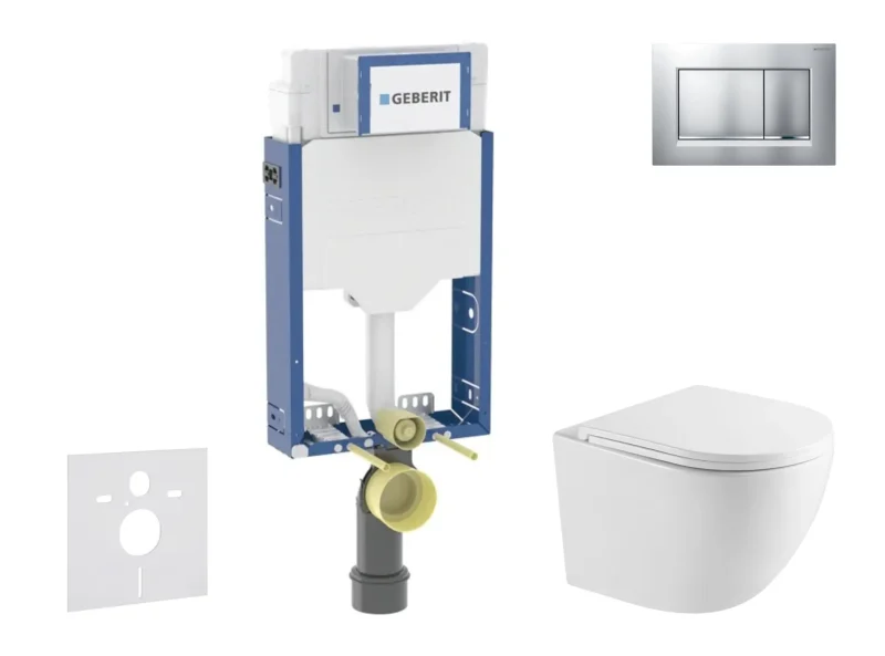 Geberit Kombifix - komplekts ar priekšsienas elementu, WC Oudee un SoftClose sēdekli, vadības plati Sigma20, lakots hroms matēts/hroms SANI15CA2101
