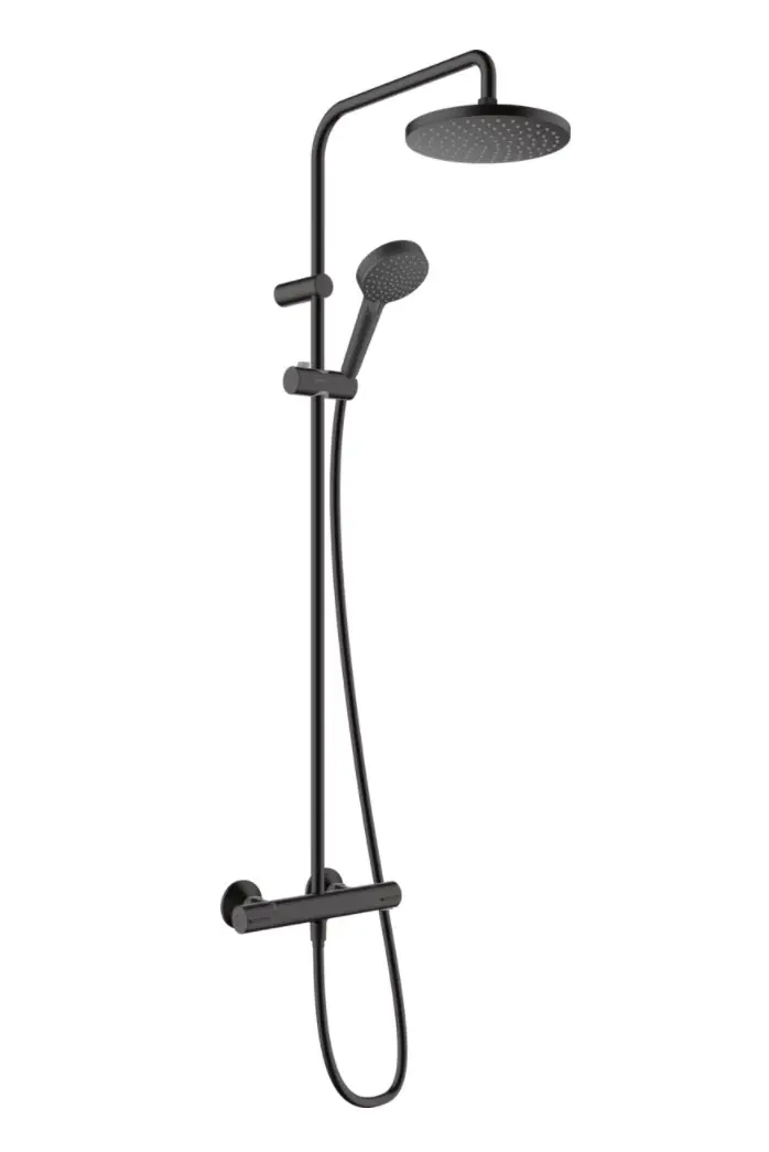 Hansgrohe Vernis Blend - dušas sistēma Showerpipe 200 ar termostatu, EcoSmart, matēti melns 26089670