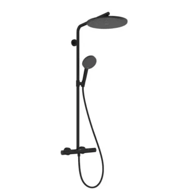 Hansgrohe Raindance Alive S Puro - dušas komplekts ar termostatu, 21x34 cm, 3 strūklas veidi, EcoSmart, matēti melna 24593670