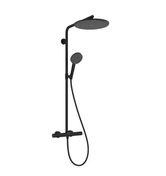 Hansgrohe Raindance Alive S Puro - dušas komplekts ar termostatu, 21x34 cm, 3 strūklas veidi, EcoSmart, matēti melna 24593670