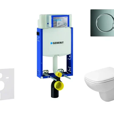 Geberit Kombifix - priekšsienas uzstādīšanas komplekts, WC ar sēdekli, D-Code, bez skalošanas malas, SoftClose, vadības plate Sigma01, spīdīgs hroms 110.302.00.5 NH2