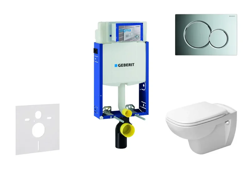 Geberit Kombifix - priekšsienas uzstādīšanas komplekts, WC ar sēdekli, D-Code, bez skalošanas malas, SoftClose, vadības plate Sigma01, spīdīgs hroms 110.302.00.5 NH2