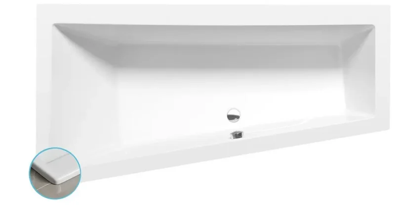 Polysan vannas - asimetriska vanna Andra Slim L, 180x90x45 cm, balta 72872S