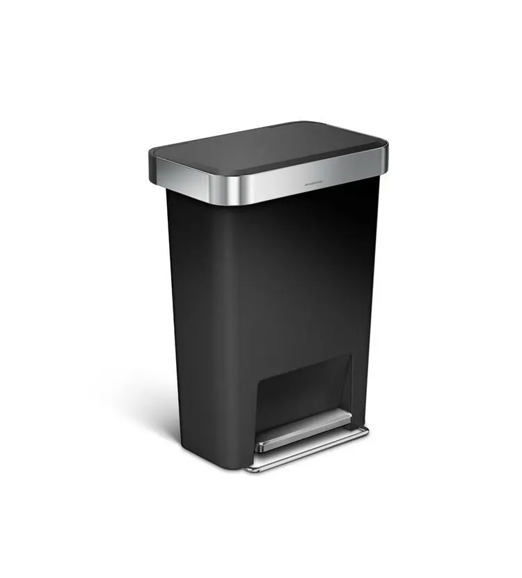 Simplehuman atkritumu tvertnes - atkritumu tvertne 45 l, ar maisiņu turētāju, nerūsējošais tērauds/melns CW1385CB
