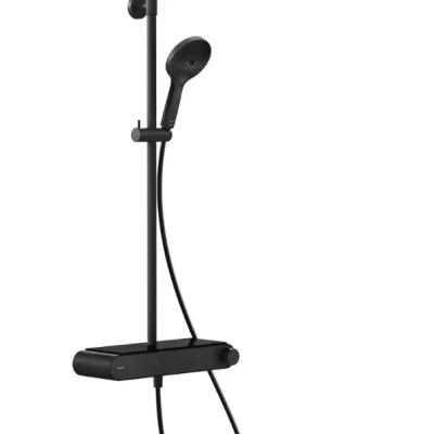 Duravit - dušas komplekts ar termostatu, diametrs 23 cm, 3 strūklas veidi, matēti melns TH4380008046