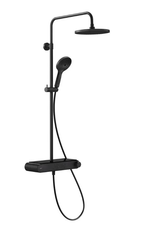 Duravit - dušas komplekts ar termostatu, diametrs 23 cm, 3 strūklas veidi, matēti melns TH4380008046