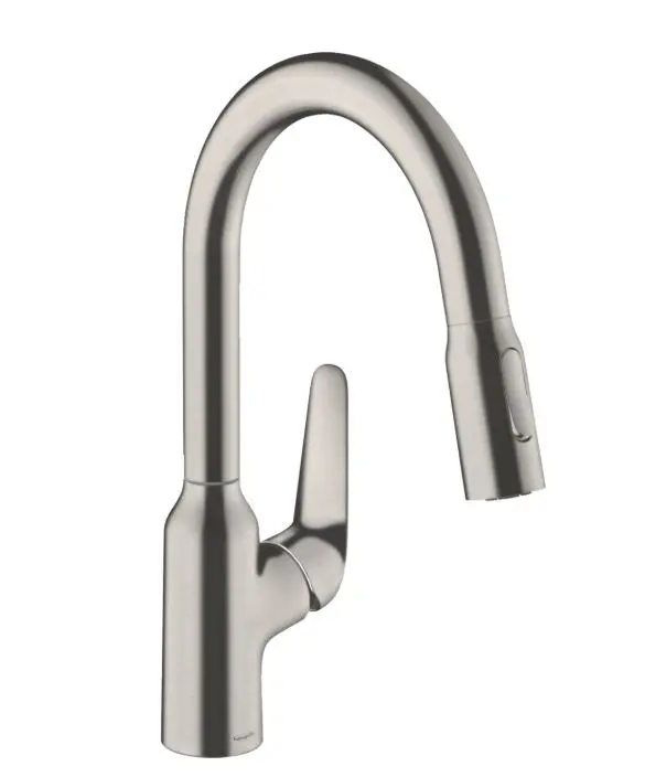 Hansgrohe Focus M42 - virtuves izlietnes maisītājs M429-H180 ar izvelkamu dušu, nerūsējošā tērauda izskats 71801800