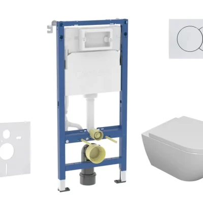 Geberit Duofix - komplekts priekšsienas elements, WC Oudee ar Softclose sēdekli un Delta01 vadības plati, Alpu balts SANI11CA3102B