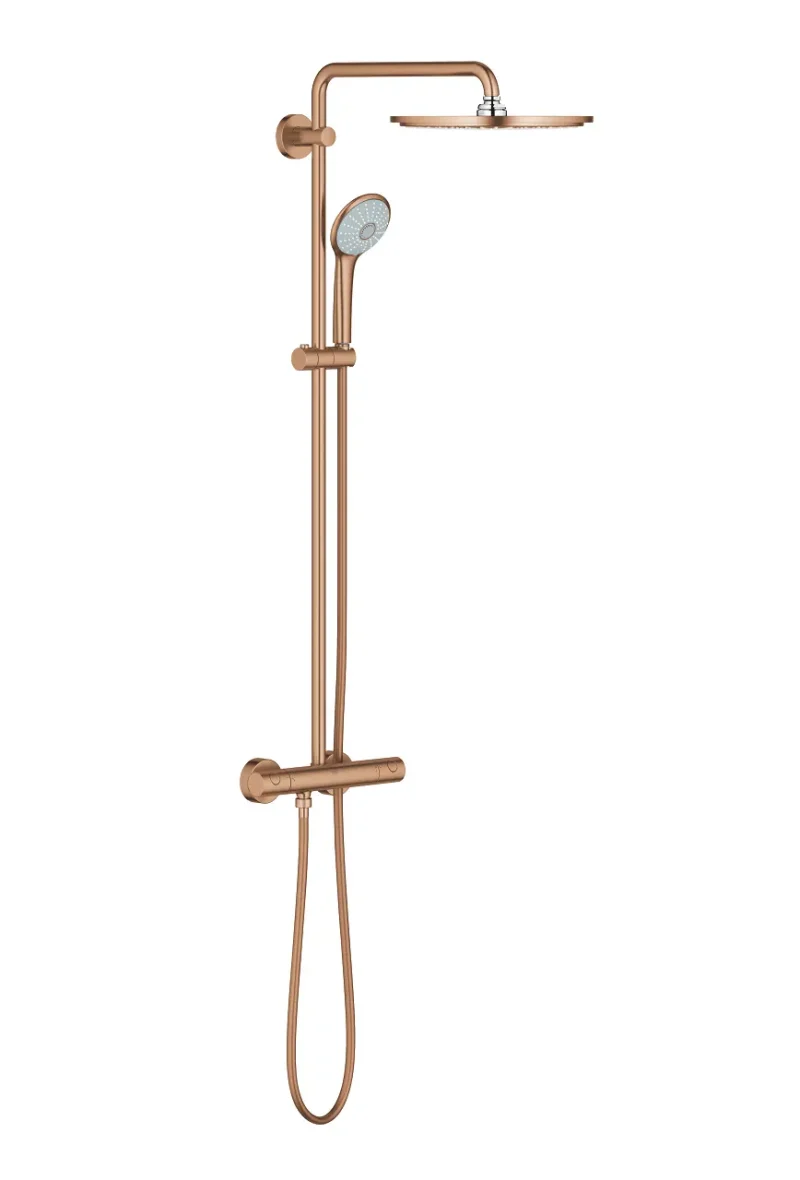 Grohe Euphoria - dušas sistēma ar termostata maisītāju, 31 cm, Warm Sunset matēti birstēts 26075DL0