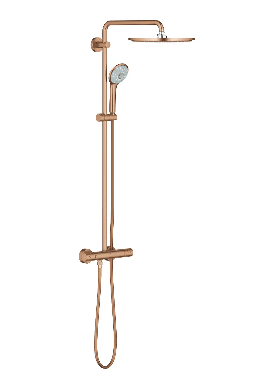 Grohe Euphoria - dušas sistēma ar termostata maisītāju, 31 cm, Warm Sunset matēti birstēts 26075DL0