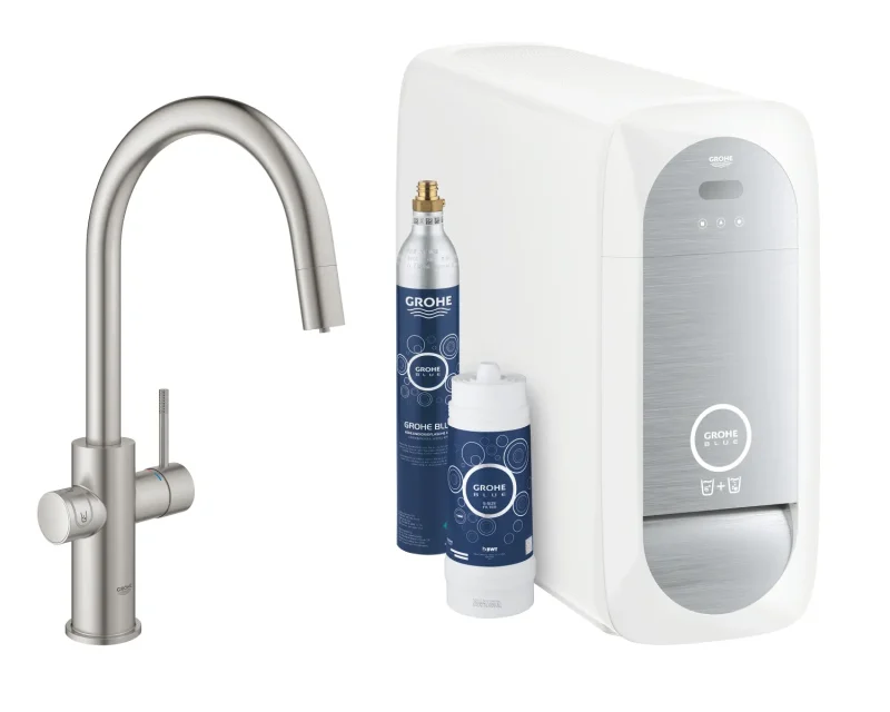 Grohe Blue Home - virtuves izlietnes maisītājs Connected, ar dzesēšanas iekārtu un ūdens filtru, SuperSteel 31541DC0